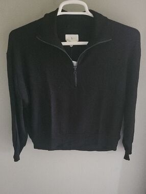 Lou & Grey Women's Black Half-Zip Sweater
